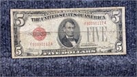 1928C $5 Red Seal Bill
