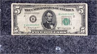 1950D $5 Fed. Reserve Note