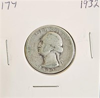 1932 90% Silver Washington Quarter