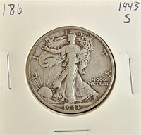 1943 S 90% Silver Walking Liberty Half Dollar
