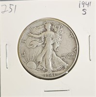 1941 S 90% Silver Walking Liberty Half Dollar