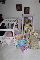 Baby dolls and bed
