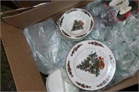 Christmas dishes and misc glassware