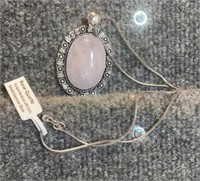 Rose Quartz German Silver Necklace