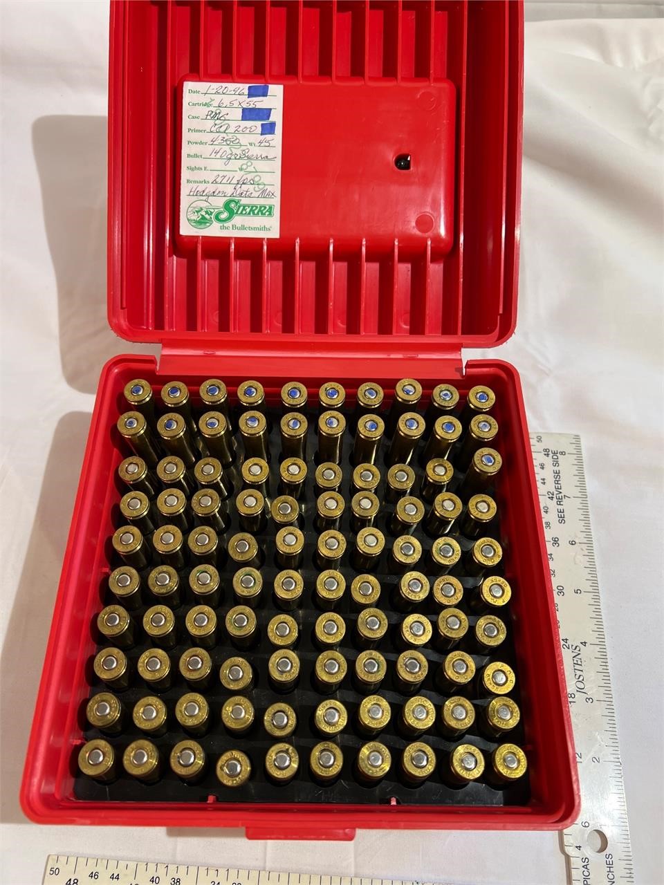 6.5 X 55 primed cases and 21 rounds
