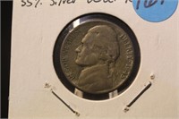 1945-P Delamination Reverse Silver War Nickel