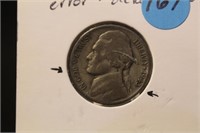 1943-P Delamination Error Silver War Nickel