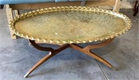 Mid century folding spider leg brass tray coffee