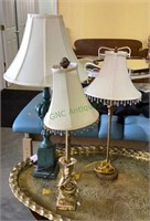 Lot of three various sized table lamps in