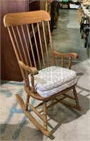 Solid wood saddle seat armchair rocker with two