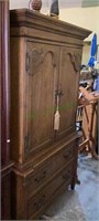 Victorian style sampler armoire w/two doors on top