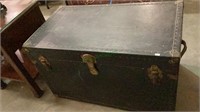 Antique sailors chest with metal accents and