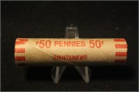 1960-D Small Date Uncirculated Full Roll Pennies