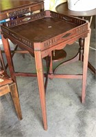 Antique accent table with x stretcher base,
