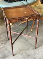 Antique accent table with X stretcher base -