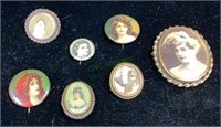 Antique art deco Victorian pins - also includes