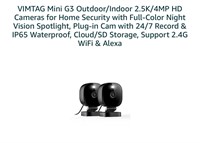 VIMTAG Mini G3 Outdoor/Indoor 2.5K/4MP HD Cameras