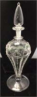 Delicate glass perfume bottle measuring 8 inches