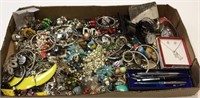 Great box tray lot of vintage and costume jewelry