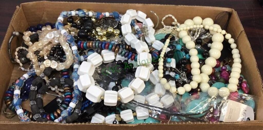 Box tray lot of costume and vintage jewelry