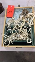 Costume jewlery pearl necklaces etc