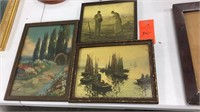 3 early framed prints