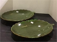 Two very nice leaf shaped serving pieces