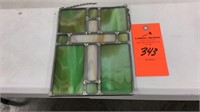 6” x 8” leaded glass stained glass cross