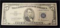 Series of 1953A $5.00 Silver Certificate Star Note