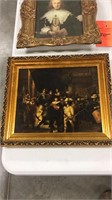 2 vintage framed prints, reprod. Rembrandt “ The