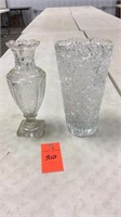 2- foot tall cut glass vases