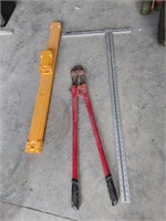Level Case, Bolt Cutter & Drywall Square