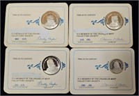 (4) Sterling Franklin Mint Collector Society Coins