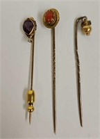(3) Victorian Gold stick pins