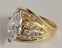 14kt gold and marquee cut CZ Ring
