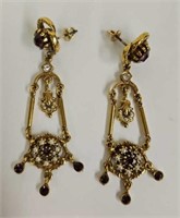 Amethyst & Seed Pearl Chandelier Earrings