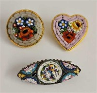 (3) Vintage Italian Mosaic Pins
