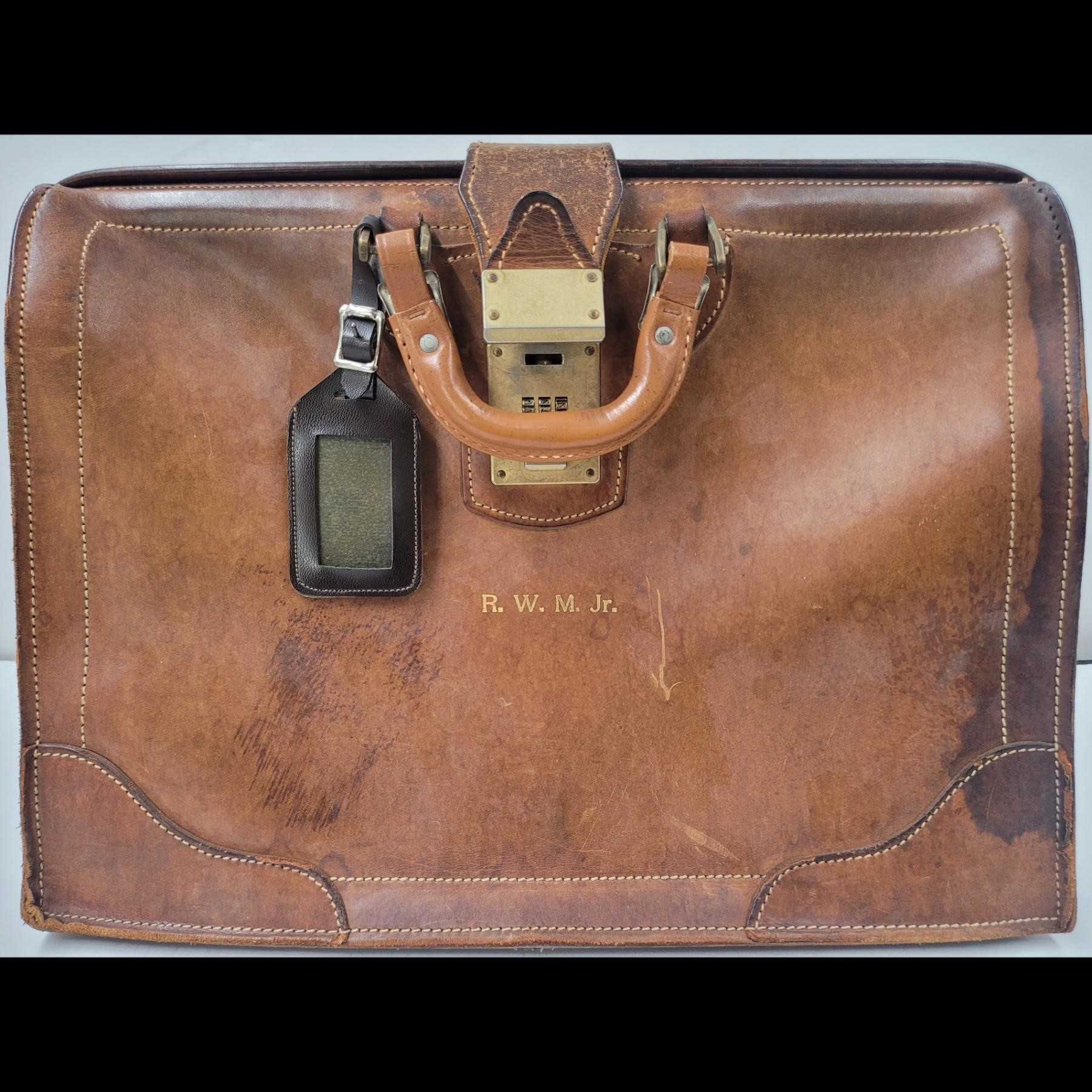 Vintage Leather Locking Leather Bag Briefcase