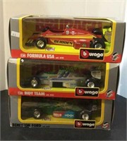 Lot of three vintage Burago 1/24 scale die cast