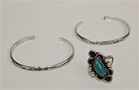 (3 pcs) Signed Navajo Sterling Jewelry