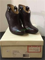 New marked Coach leather ankle boot heels. Size