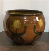 Beautiful antique tulip themed ceramic flower pot.