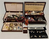 (2) Vintage Jewelry Boxes of Jewelry & Watches