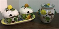 Hand painted made in Italy honey jar and