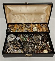 Black Jewelry Box filled with Jewelry and Watches