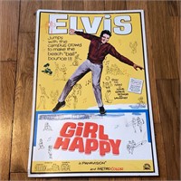 1994 Elvis Girl Happy Metal Movie Poster Sign