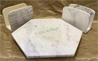 Lot includes a hexagon shaped marble lazy susan