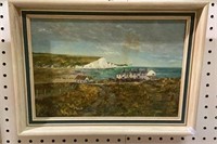 Original art on board of a seaside village - does