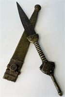 West African Bronze Dagger & Sheath 19th Century