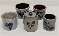 Asst Cobalt Blue Decorated Salt Glaze Pottery